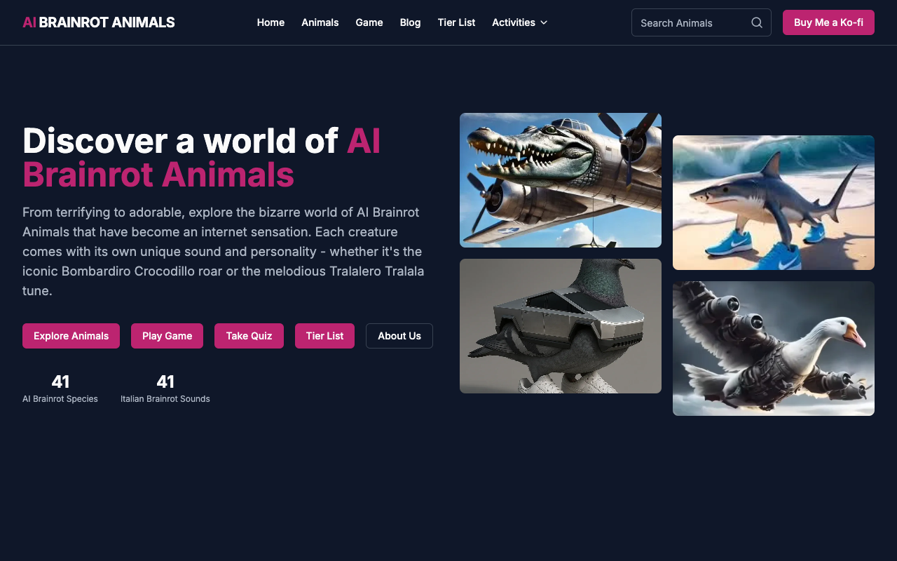 AI Brainrot Animals - Discover the quirky creatures with unique sounds and personalities AI animals meme