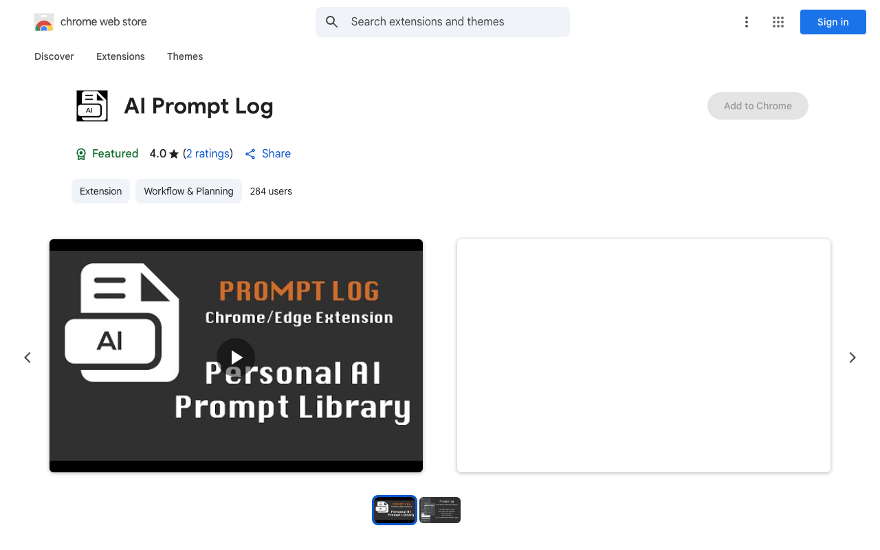 A.I. Prompt Log - Create and Manage Your Personal AI Prompt Library AI prompt-library Chrome-extension