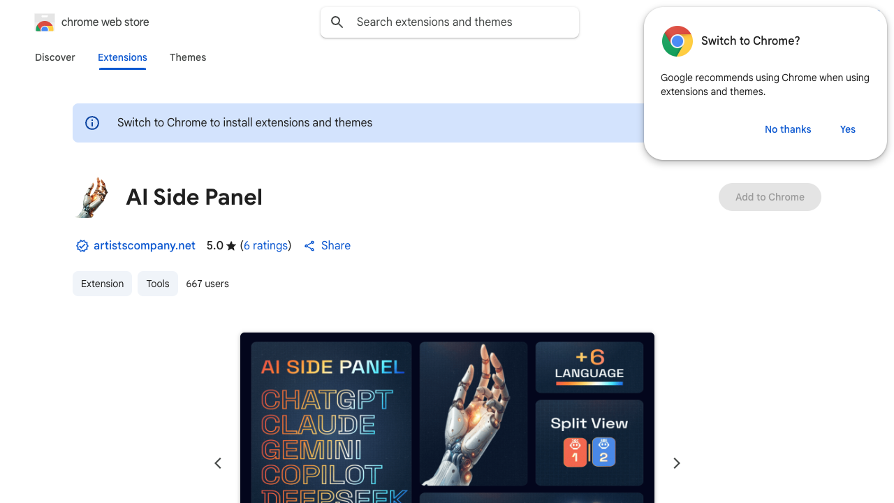 AI Side Panel - Access All Your AI Tools with One Click AI productivity browser-extension