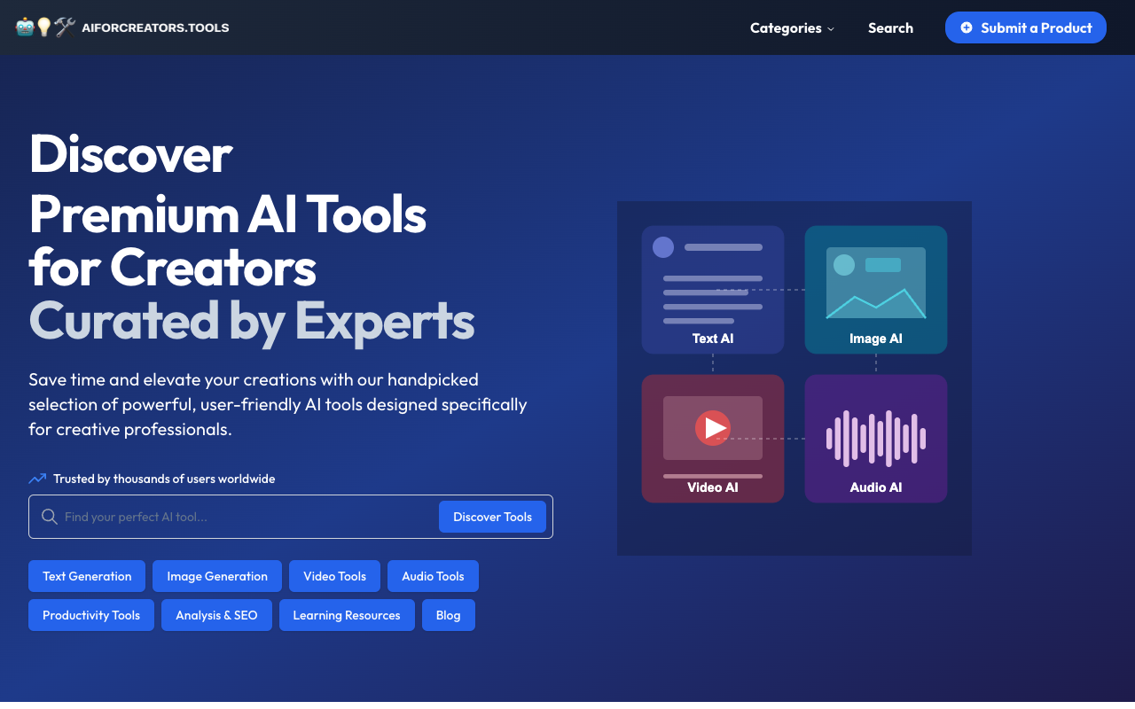 AI for Creators - Find the best AI tools for making things AI Tools Creators