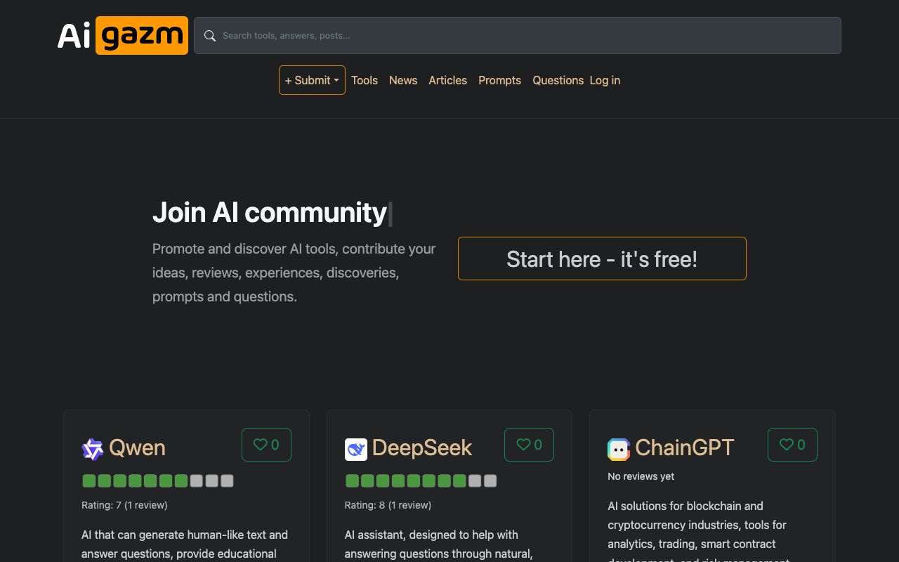 AiGazm - Your community hub for exploring AI tools AI Community Tools