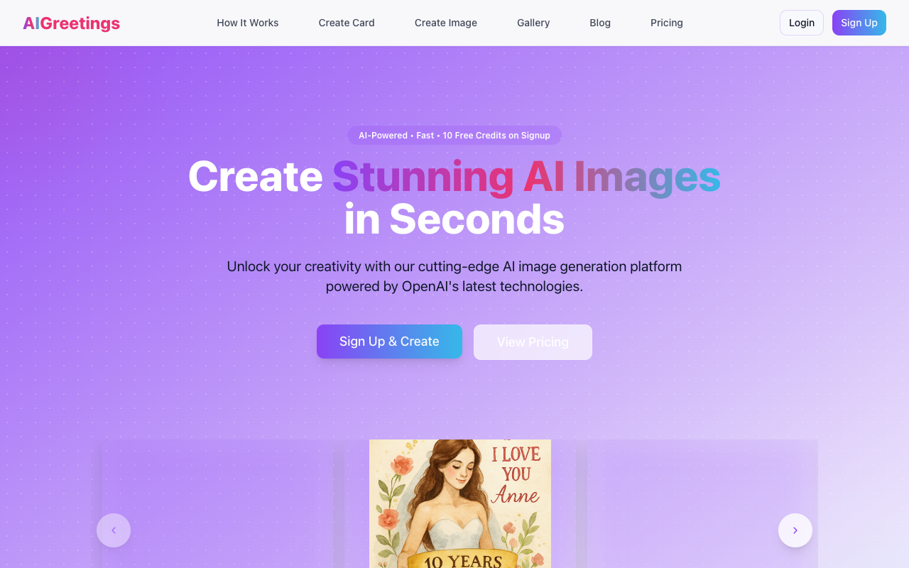 AIGreetings - Create beautiful AI-generated greeting cards for any occasion AI Greeting Cards Personalization