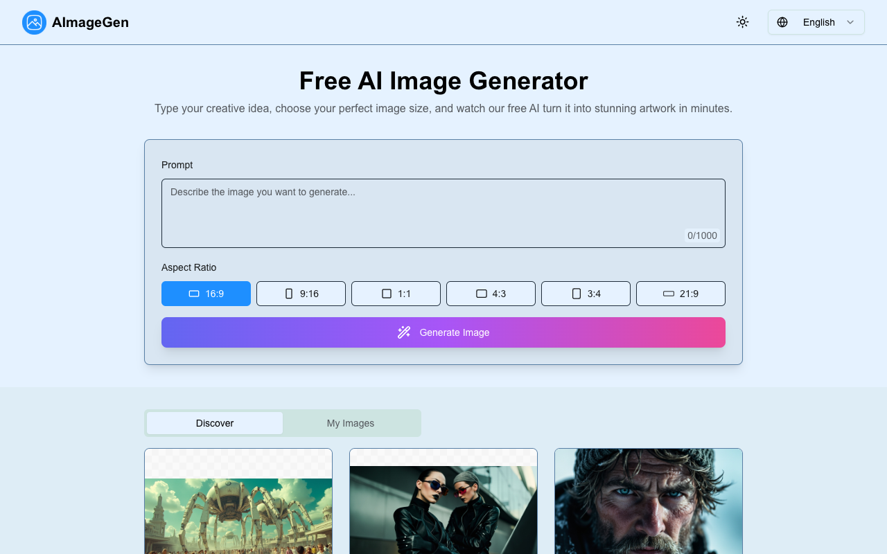 AImageGen - Create beautiful images from text instantly AI Art Technology