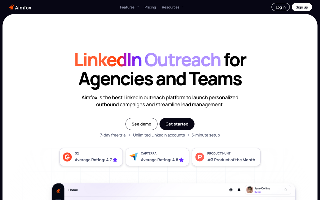 Aimfox - Simplifying LinkedIn Outreach with AI-Personalized Campaigns LinkedIn Automation
