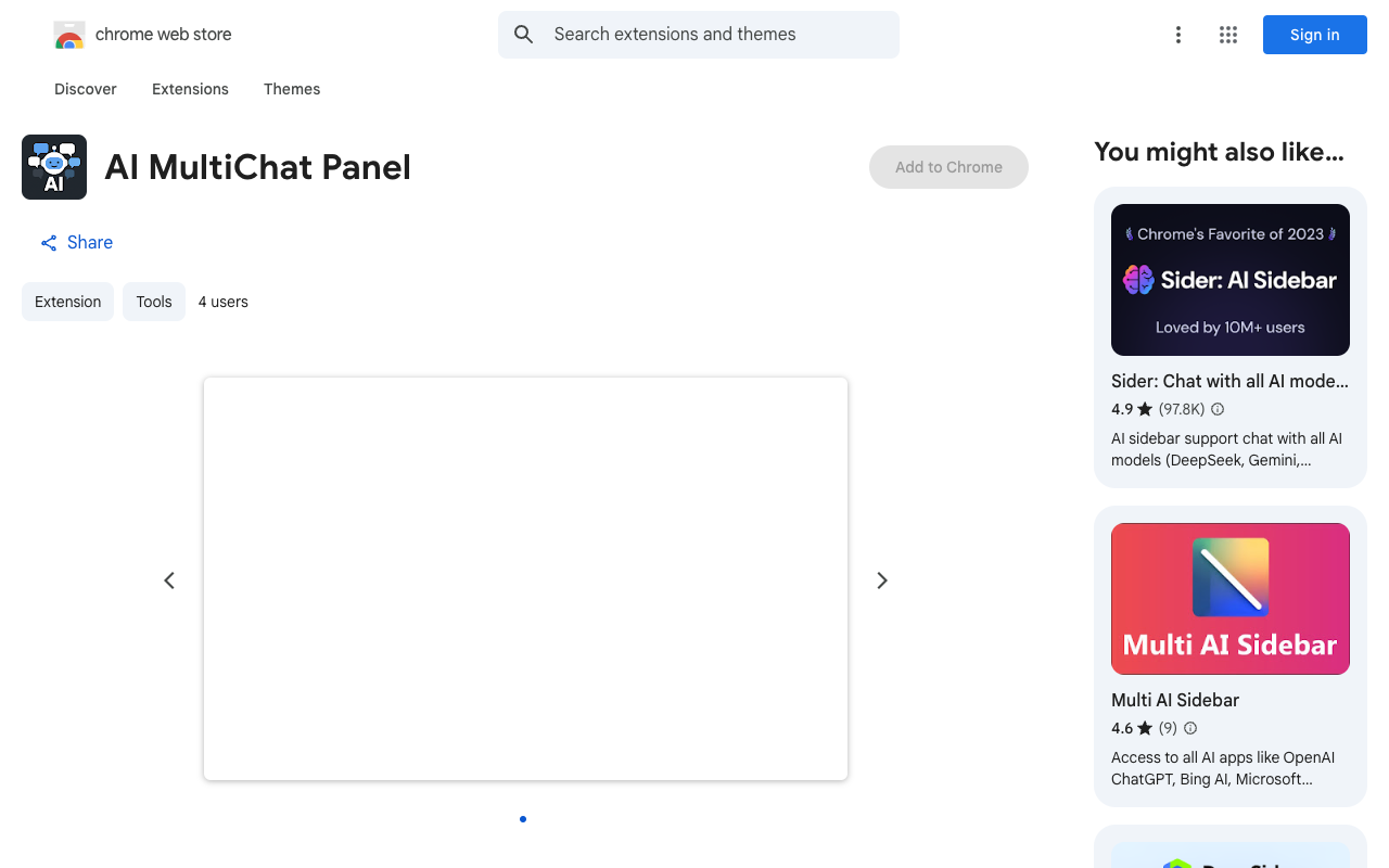 AI MultiChat Panel - Chat with multiple AI models at once AI Chrome Extension Productivity