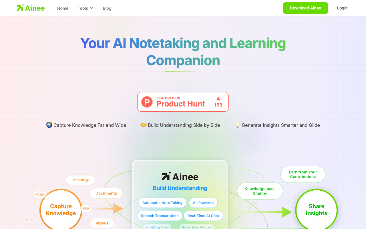 Ainee - Your AI notetaking companion for smarter learning notetaking AI learning