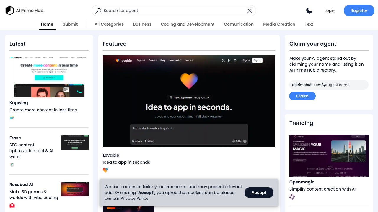 AI Prime Hub - Find the best AI helpers for your needs AI Directory Technology