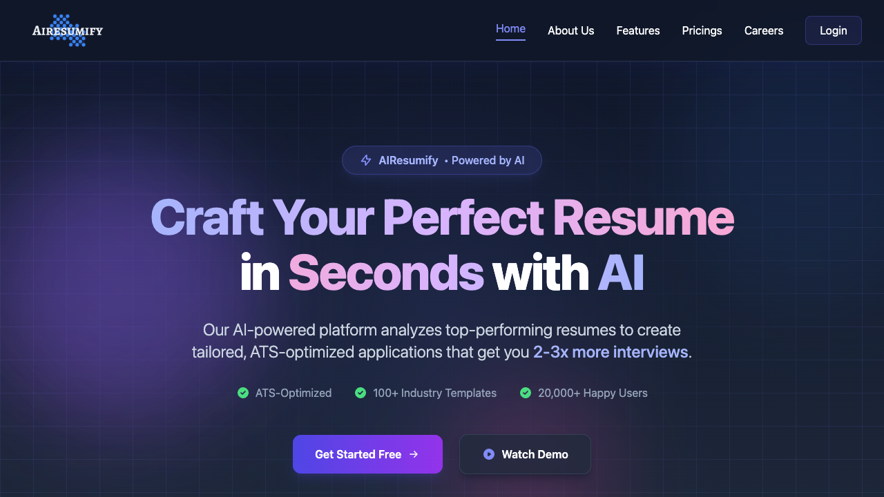 AiResumify - An AI-powered resume builder that helps you land interviews faster AI resume job-search