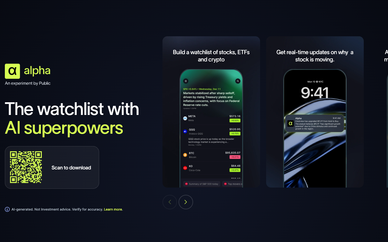 Alpha - AI-Powered Investing Watchlist AI Investing