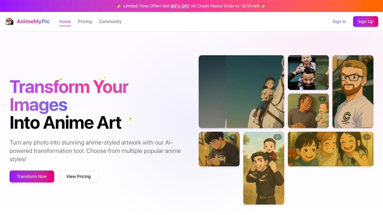 AnimeMyPic - Transform your photos into anime art quickly and easily AI Art Photography