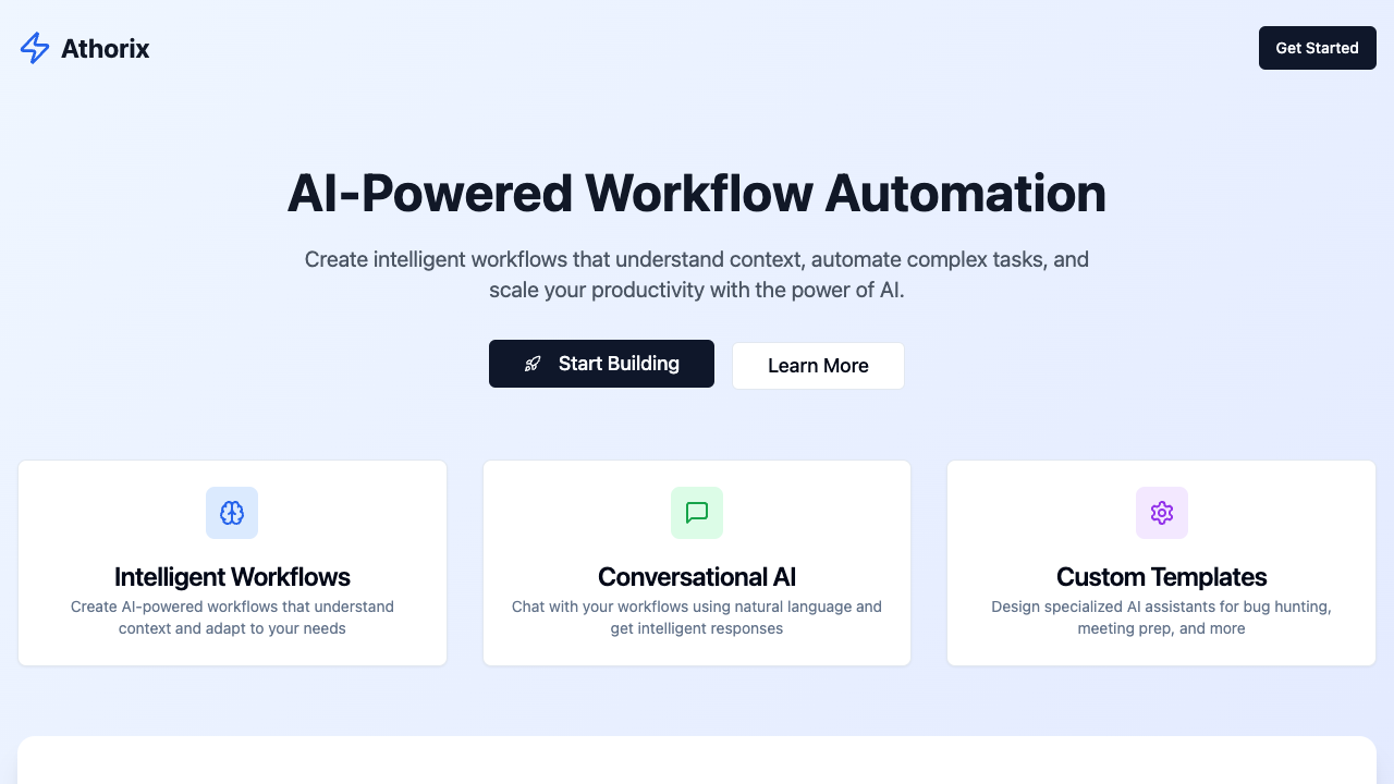Athorix AI - Create custom AI workflows that learn and adapt to your needs AI workflows automation