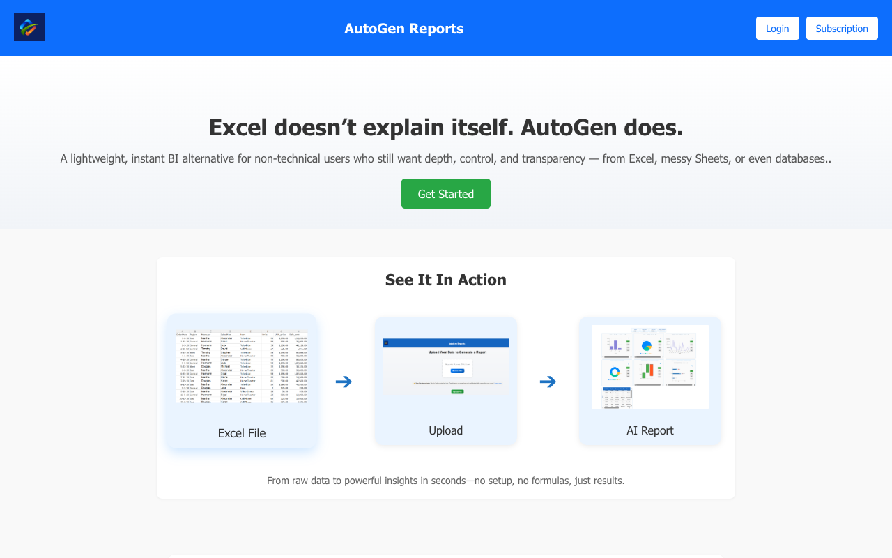 AutoGen Reports - Turn your data into instant insights AI Data Reports