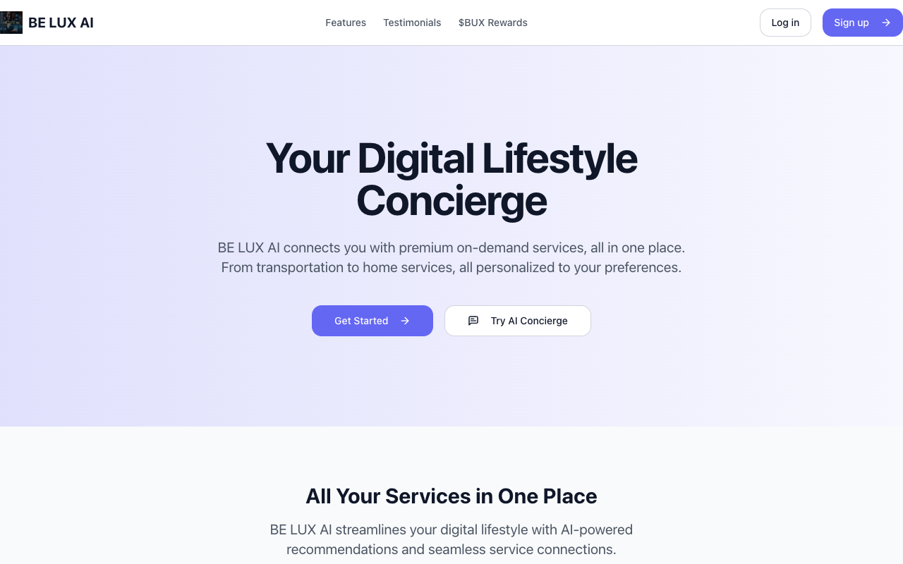 BE LUX - Your all-in-one AI-powered consumer services app AI Lifestyle Consumer