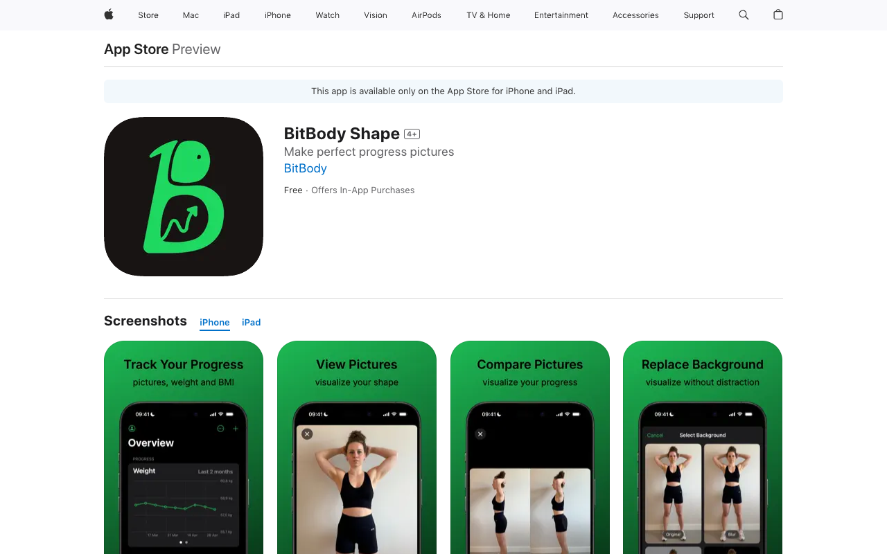 BitBody Shape - Create perfect progress pictures with AI help Health Fitness AI