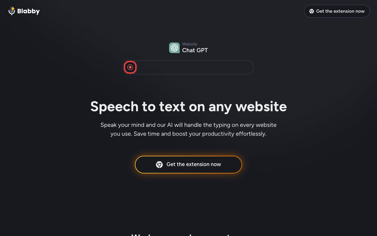 BlabbyAI - Voice typing made easy on any website AI Productivity Speech-to-Text