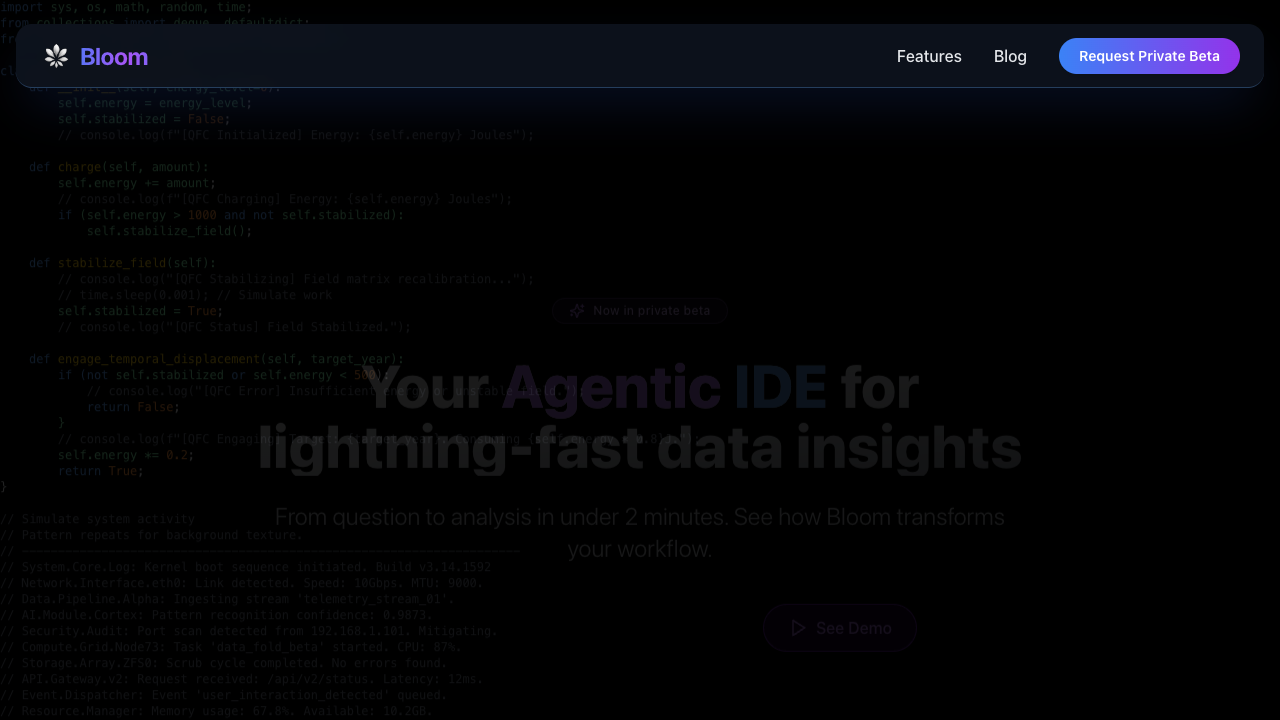 Bloom - A Local AI IDE for Data Science that Transforms Questions into Insights 10× Faster AI data-science IDE