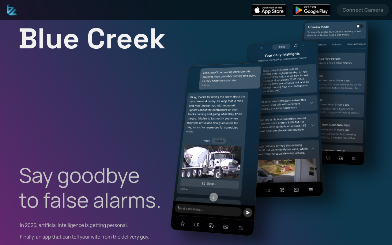 Blue Creek - Smart security for your home with AI AI Security Technology
