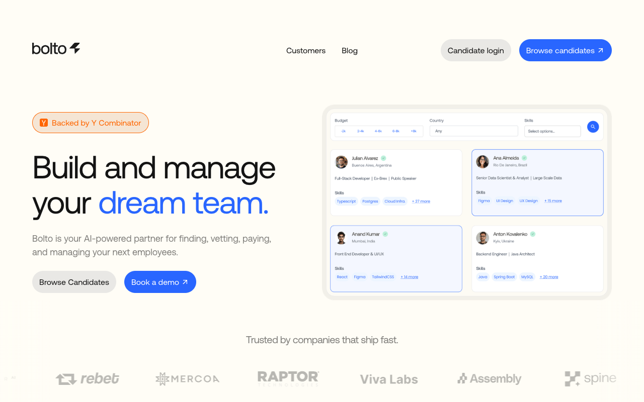 Bolto - An all-in-one AI tool for hiring software engineers AI Recruitment HR