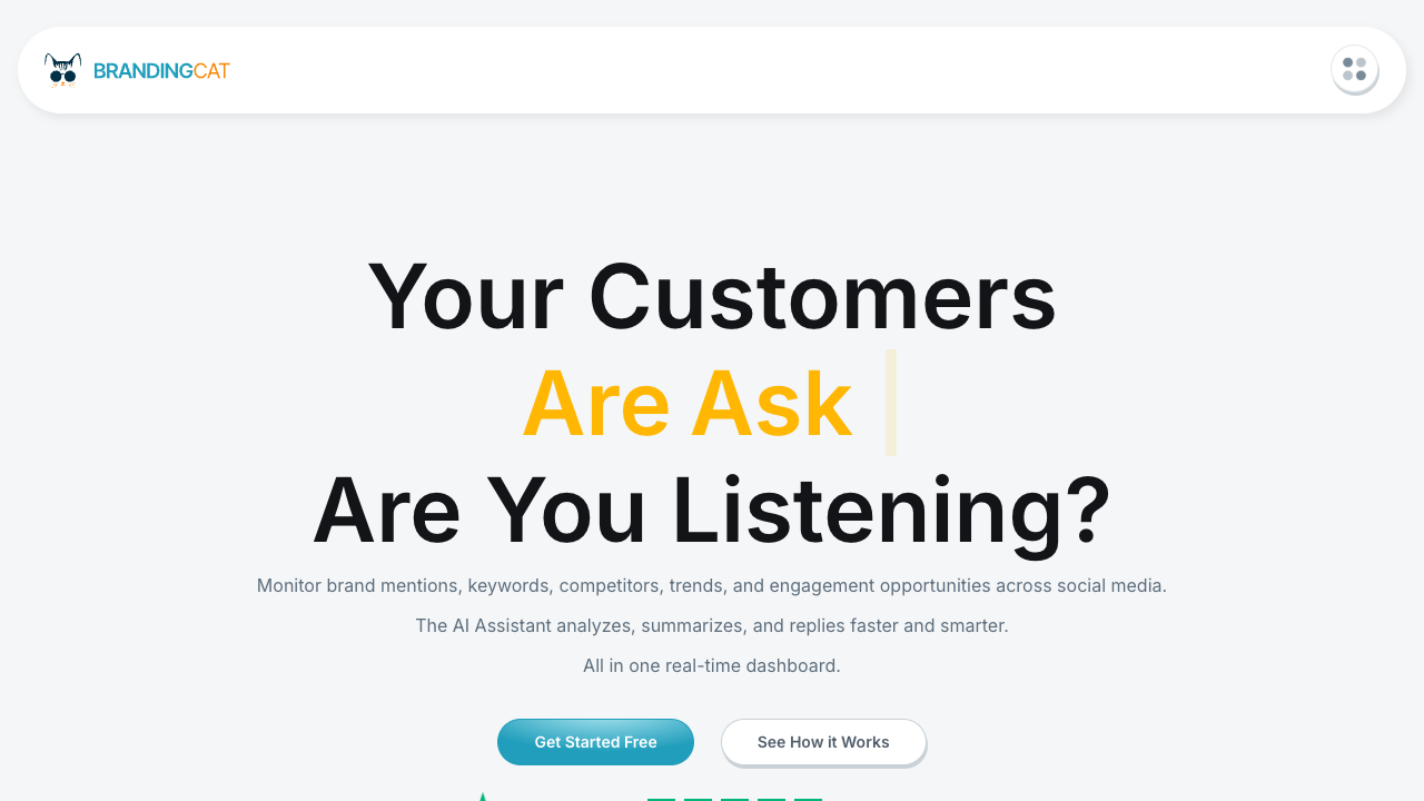 Branding Cat - An AI tool to monitor brand mentions and engage customers faster social-listening AI customer-engagement