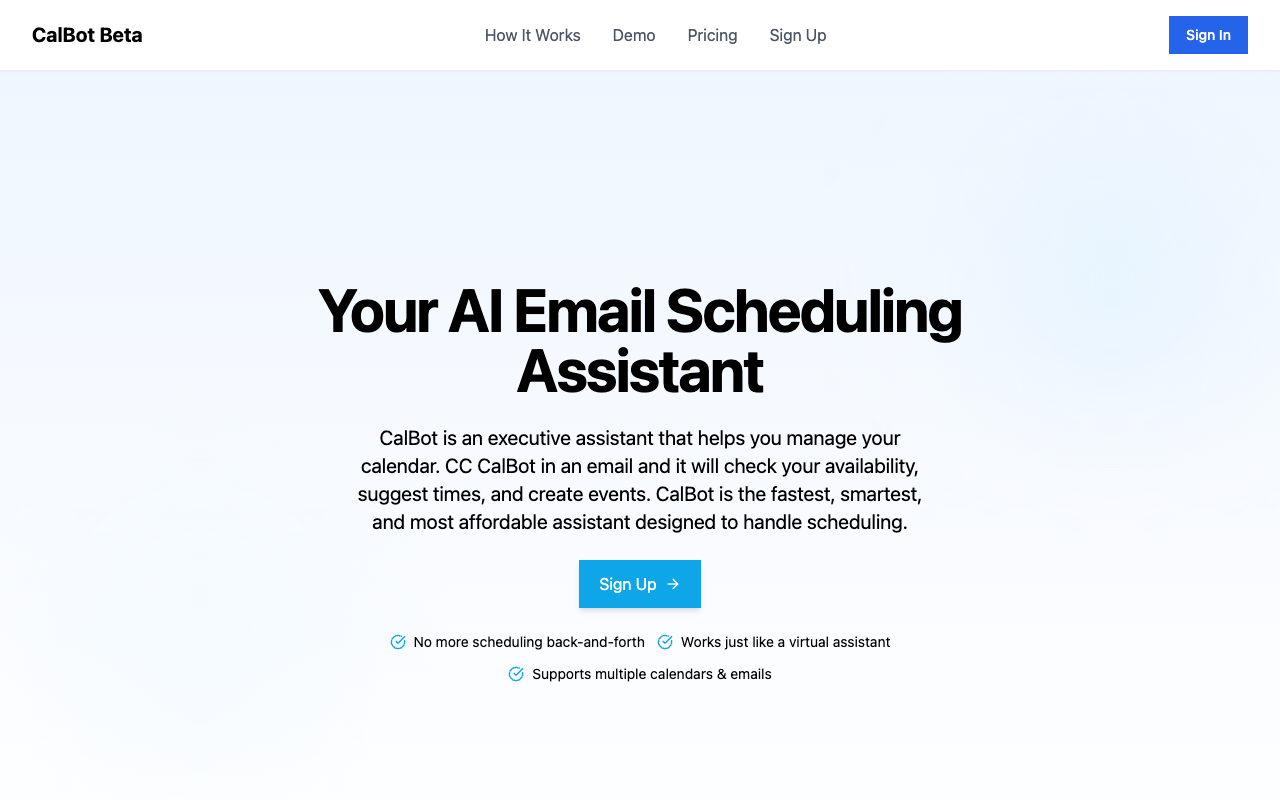 CalBot - An AI assistant that manages your calendar through email AI calendar assistant