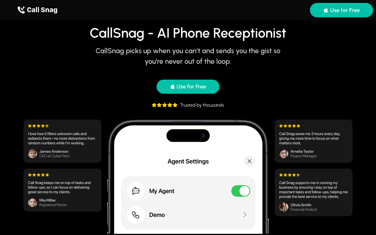 Call Snag：AI语音助手革命！iOS用户必备的智能通话管家