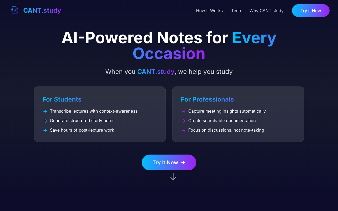 CANT - An AI tool that helps you take smart notes for school and work AI education productivity