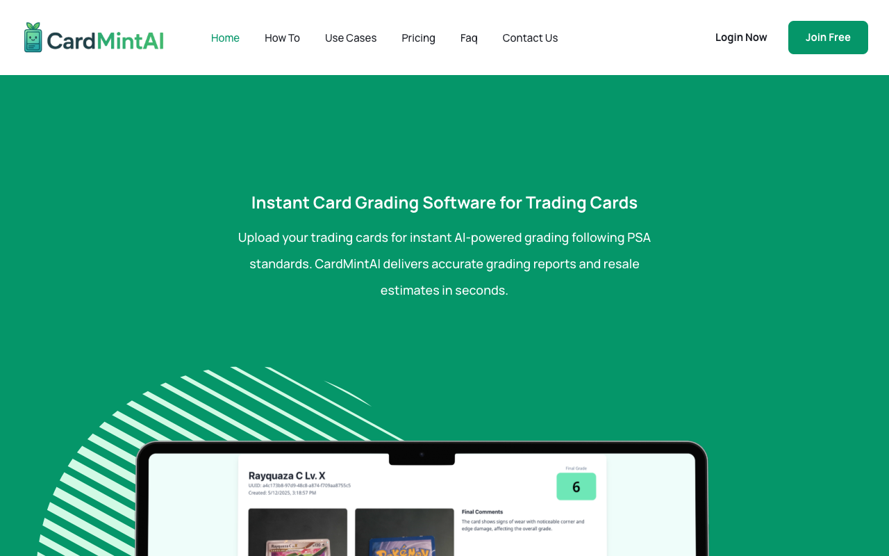 CardMintAI - Get your cards graded quickly with AI AI Software Cards