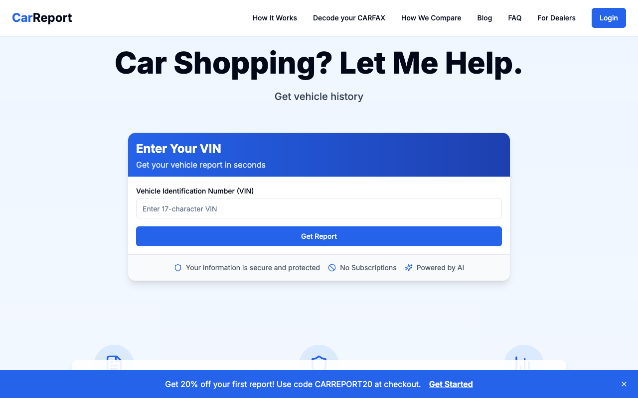 CarReport：AI驱动的车辆历史报告，9.99美元解锁购车避坑指南！