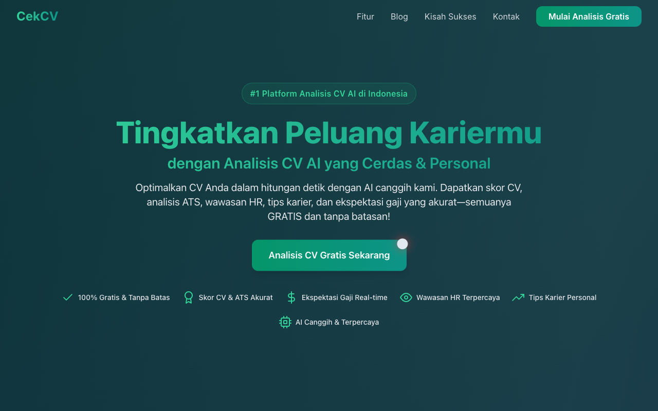 CekCV - Free AI CV Analysis to Enhance Your Career and Recruitment CV analysis AI career guidance