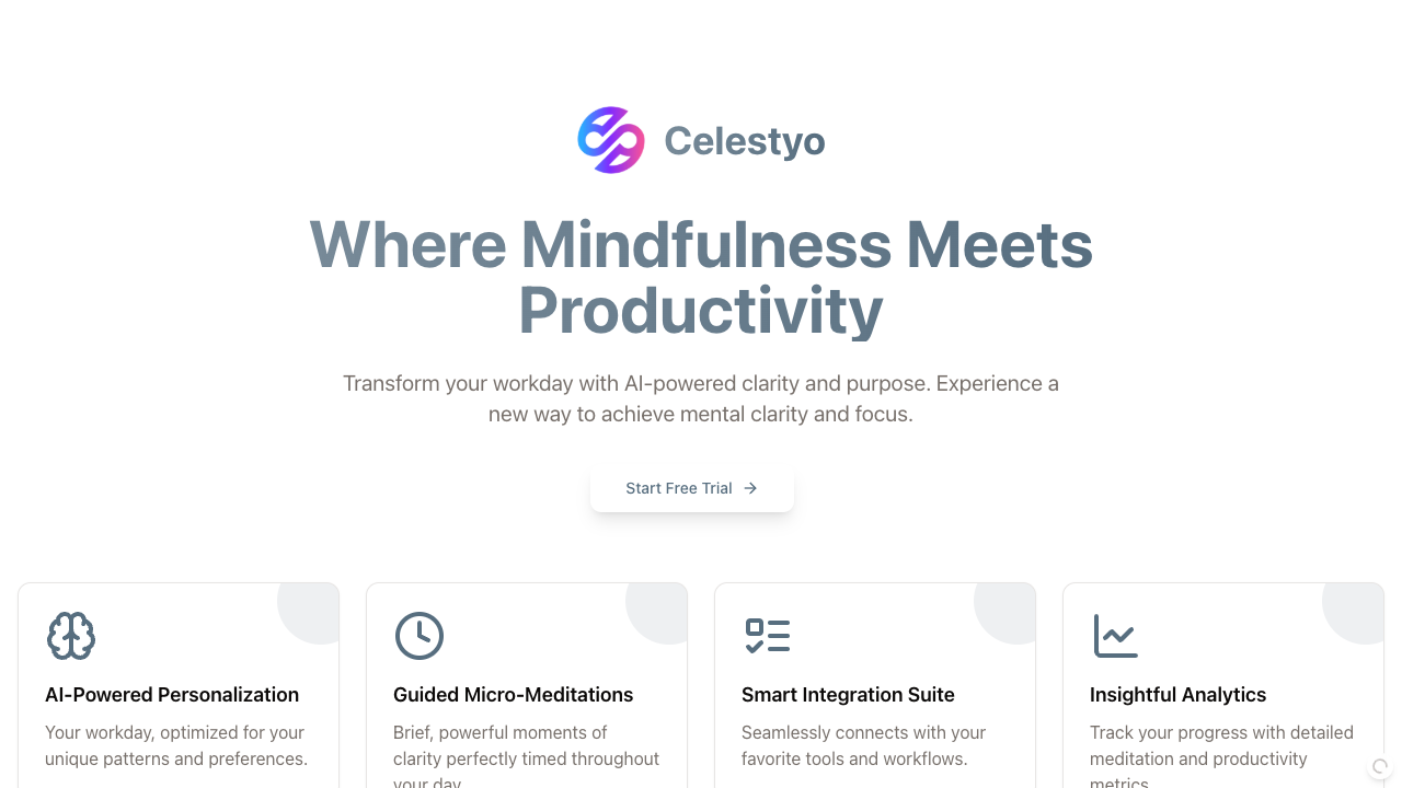 Celestyo - An AI tool that helps you be calm and work better AI Wellness