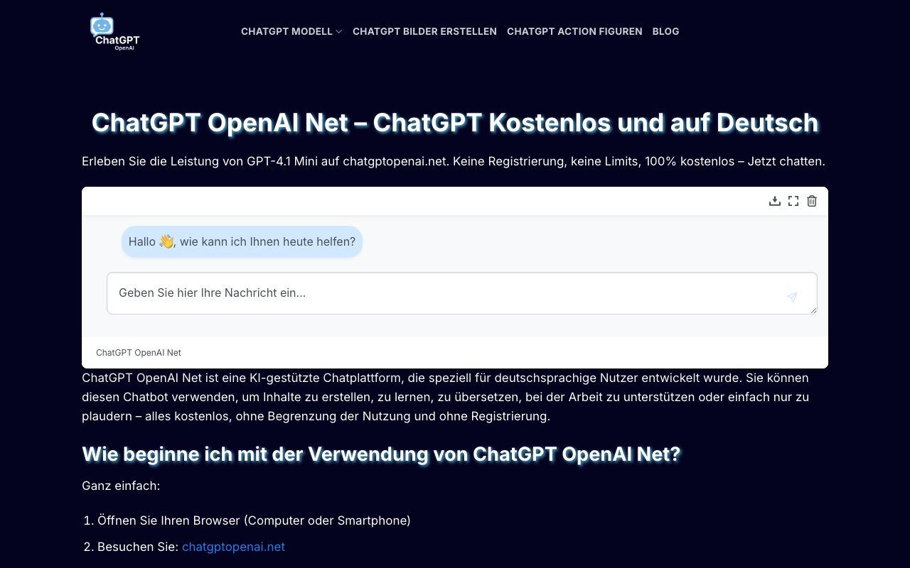 ChatGPT OpenAI NET：德国用户的免费AI聊天神器，无需注册即刻体验！