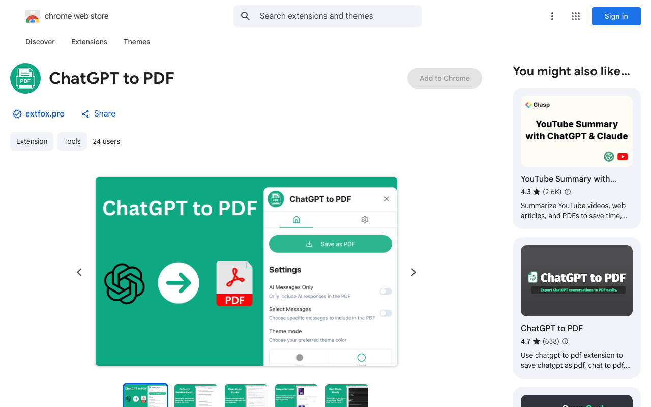 ChatGPT to PDF - A tool to save, export, and print your AI conversations PDF export ChatGPT