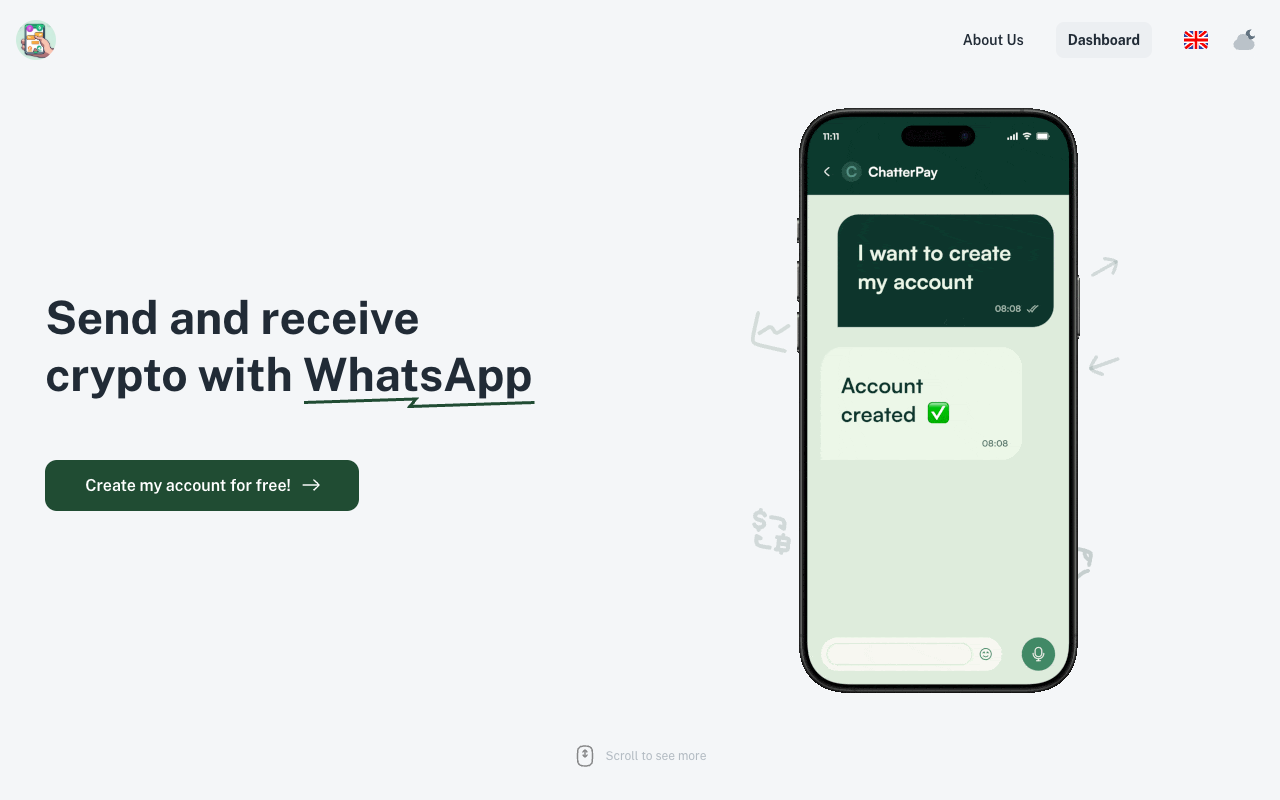 ChatterPay - A Wallet for WhatsApp that lets you send and receive crypto easily crypto WhatsApp open-source