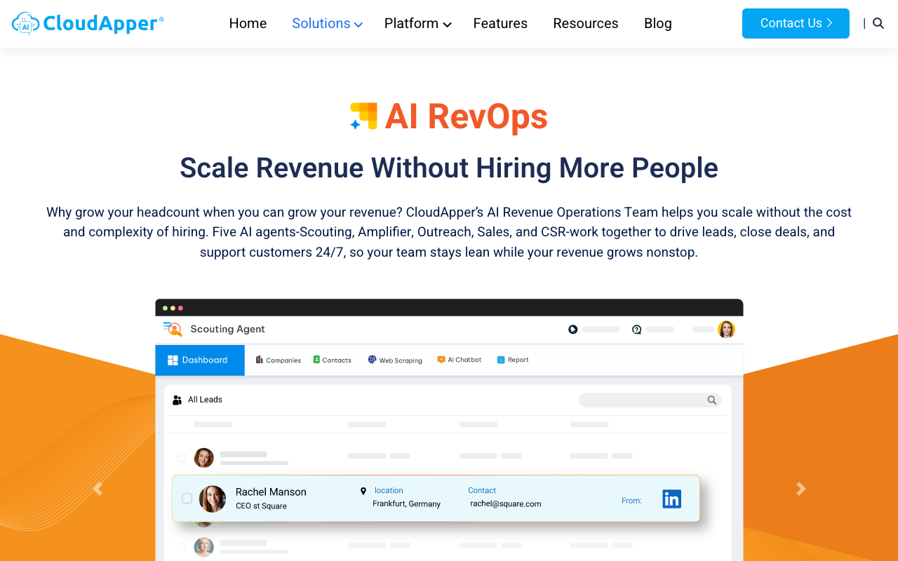 CloudApper AI RevOps - Grow Your Revenue Without Adding Staff AI Revenue Automation