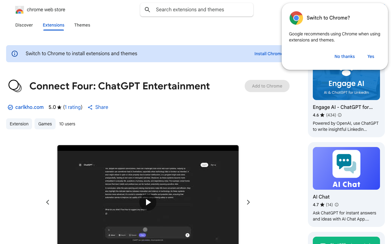 Connect Four - Enjoy Game Time While ChatGPT Thinks AI Gaming