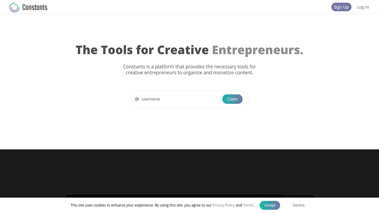 Constants - A place for creative entrepreneurs to build and grow Entrepreneurship Creativity Tools
