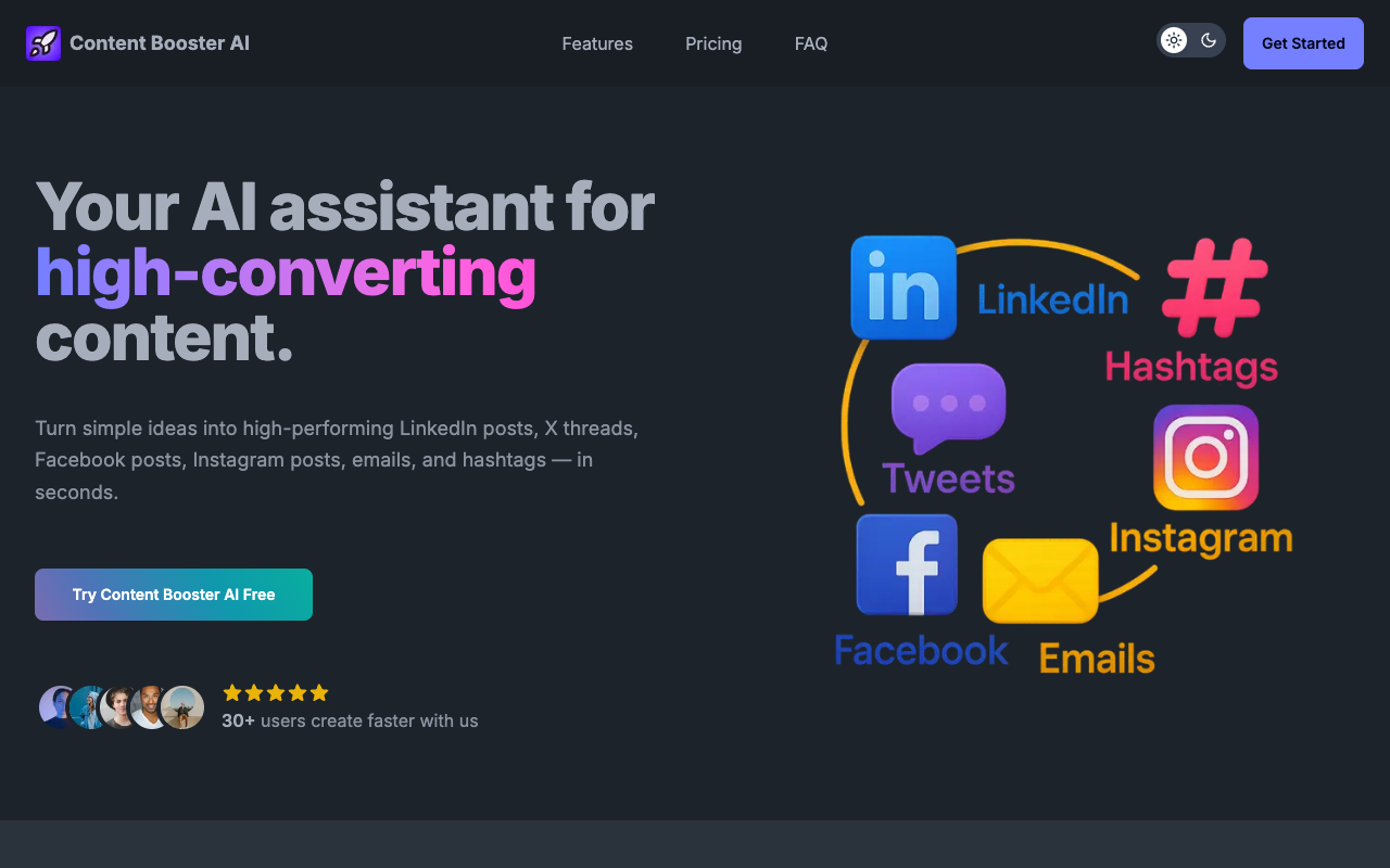 Content Booster AI - Create Amazing Posts and Emails Quickly AI Content Creation Marketing