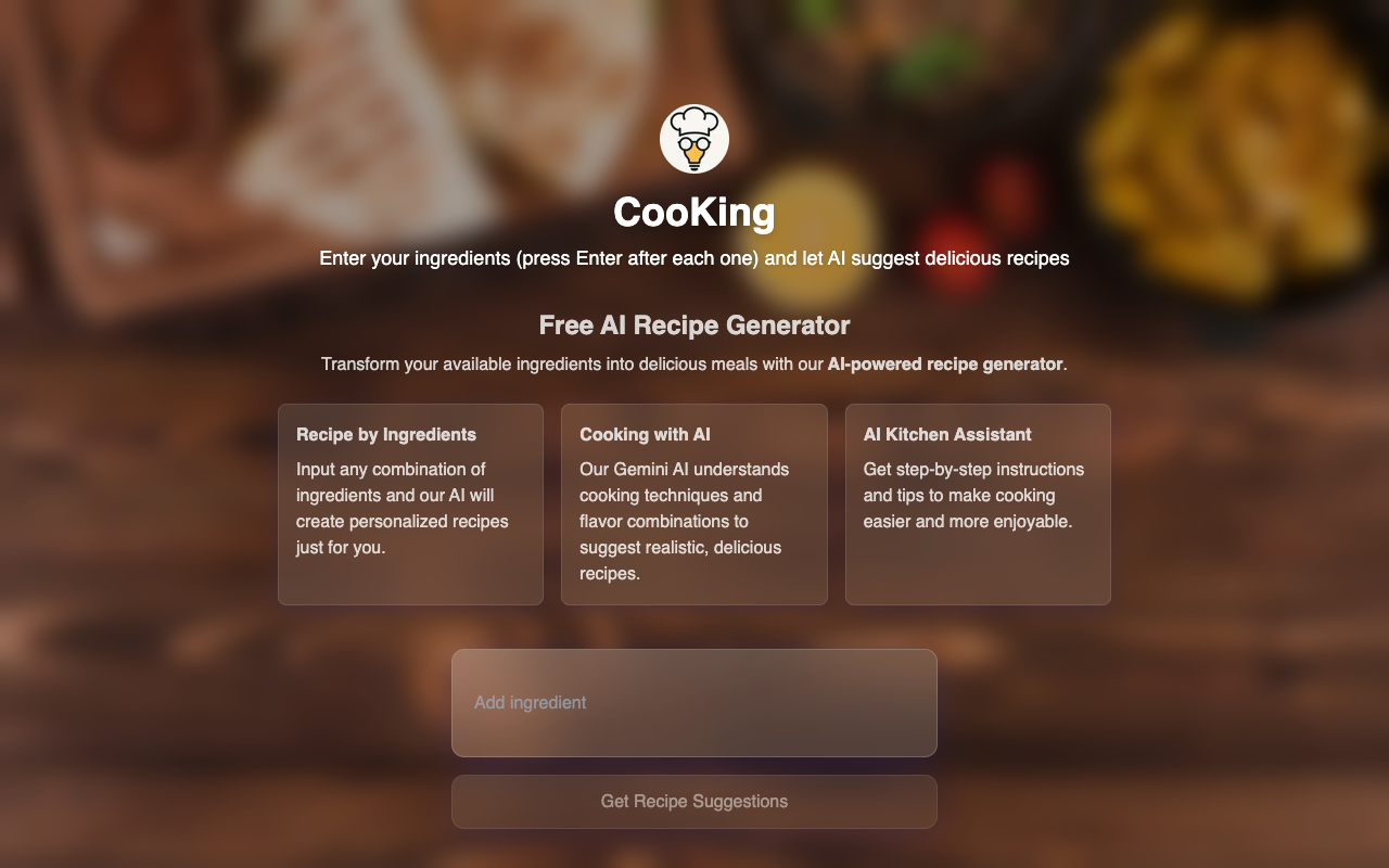 CooKing - Make Yummy Food with What You Have AI Cooking