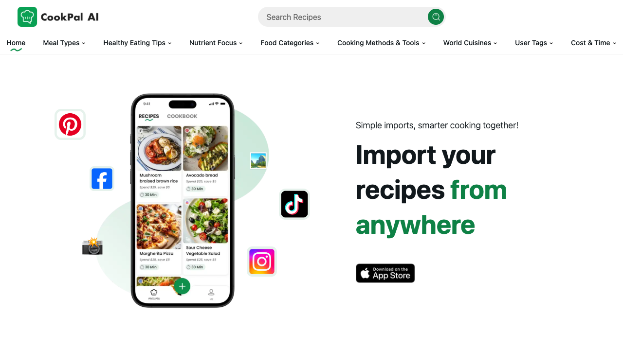 CookPal AI - Your smart cooking helper for recipe import and guidance AI Cooking Recipes