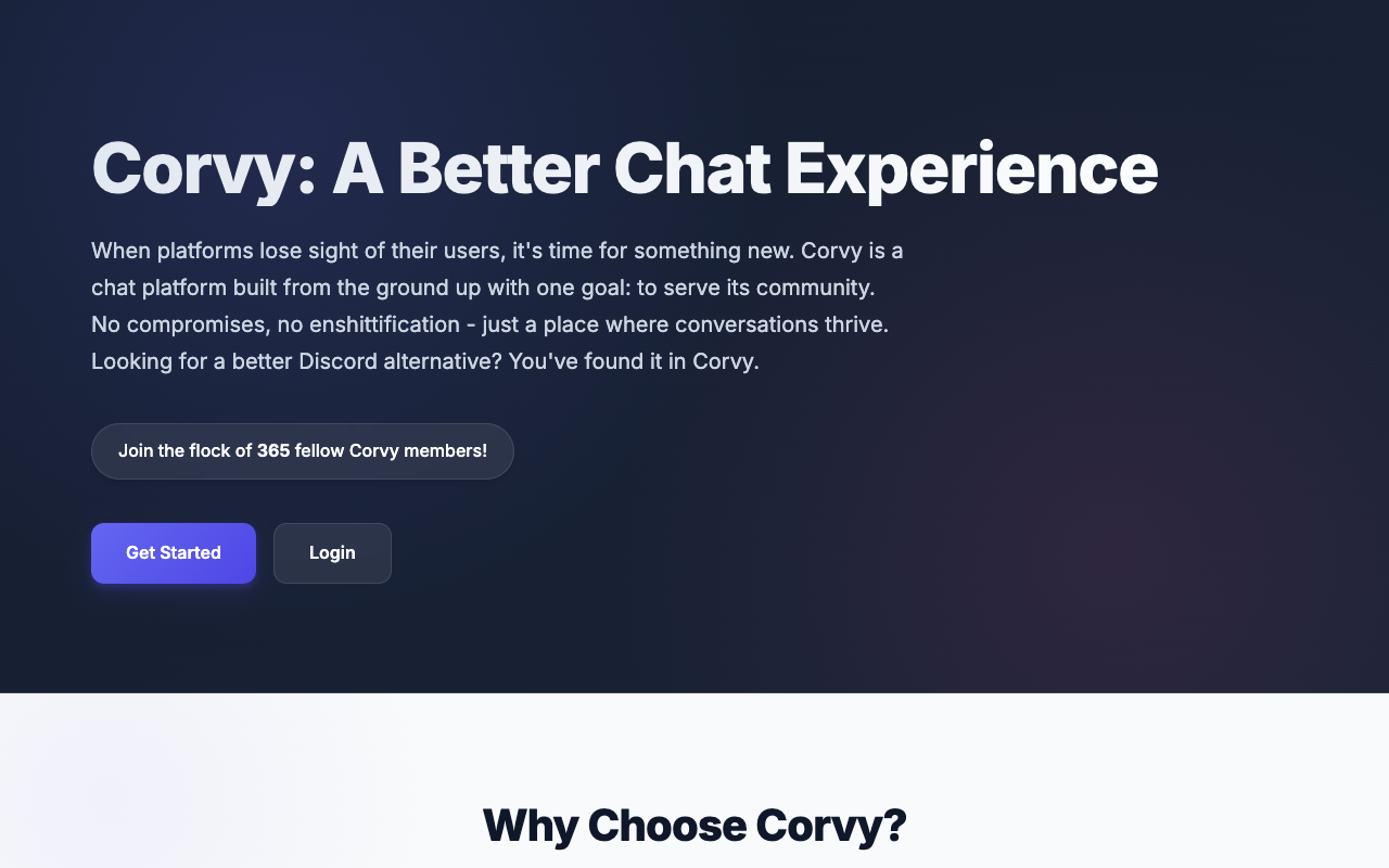 Corvy - A new chat platform for everyone chat community privacy