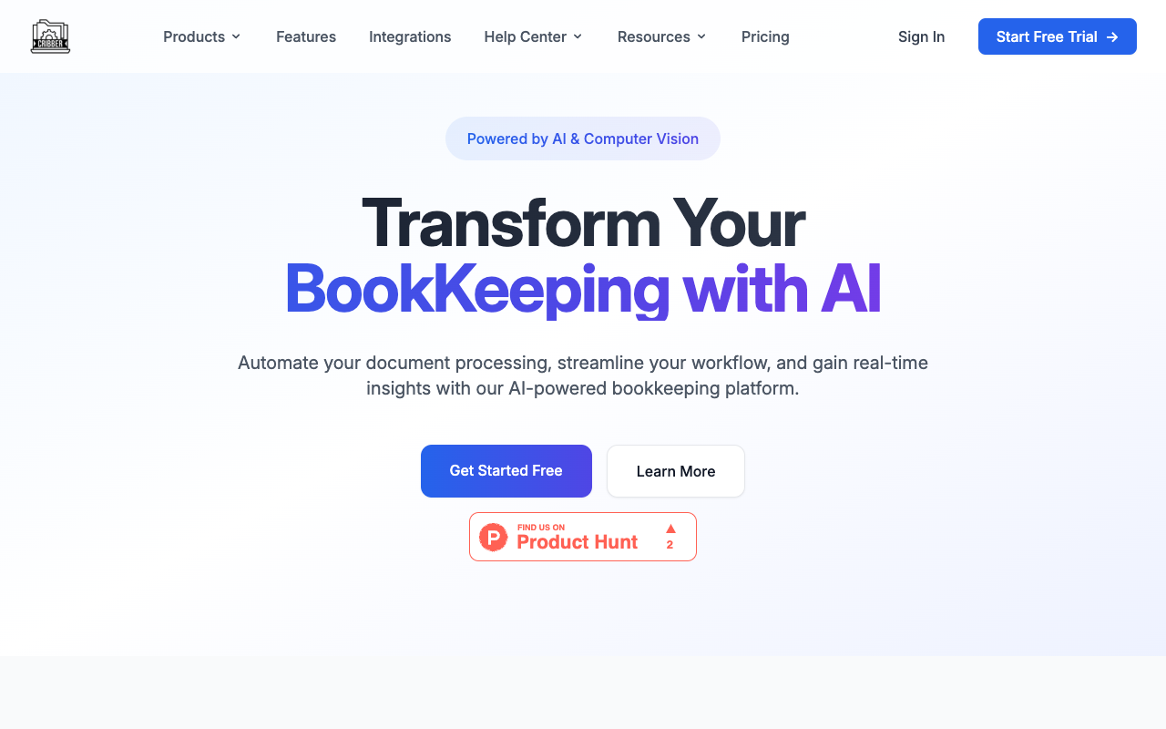 Cribber Accounting - Smarter bookkeeping, powered by AI accounting AI automation