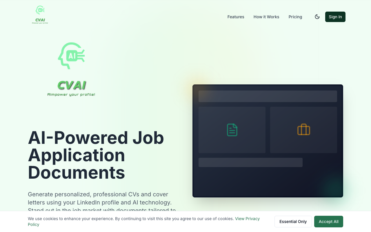 CVAI：AI智能简历工具，2分钟打造高通过率求职文档，轻松征服HR！