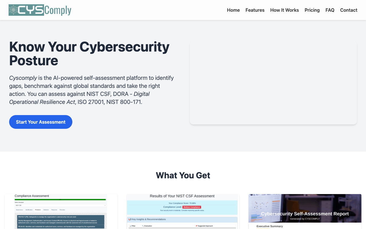 AI驱动，一键评估！Cyscomply：您的企业网络安全合规性自查神器