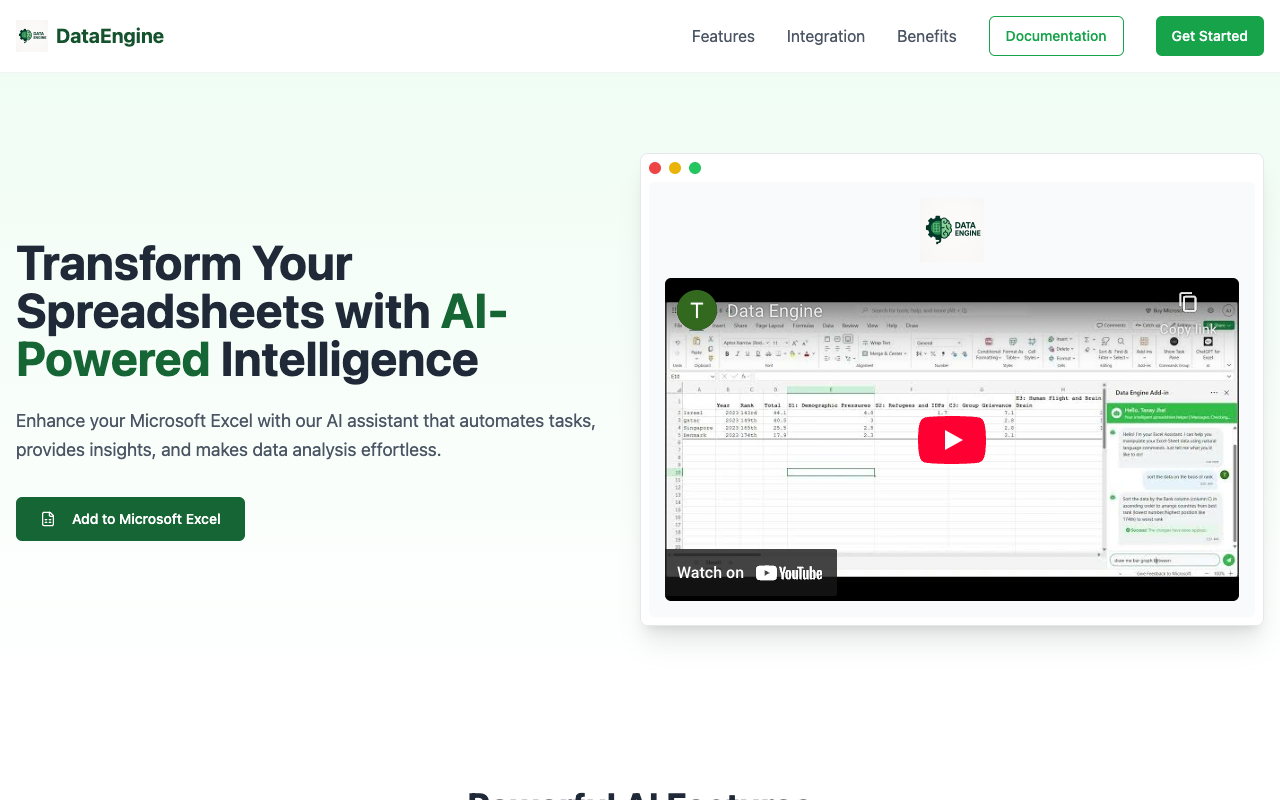 DataEngine - Control Excel with natural language for effortless spreadsheet management AI Excel automation