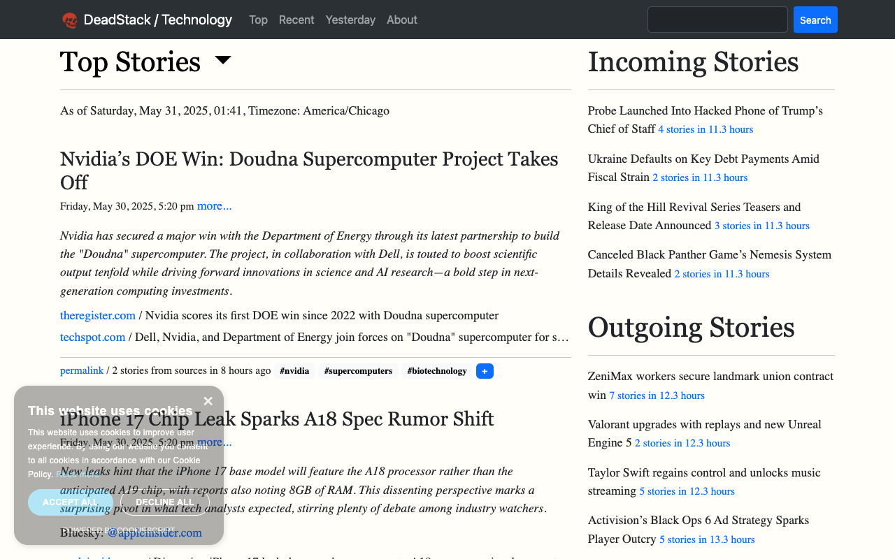 DeadStack - AI-powered news aggregator for tech updates AI Technology News