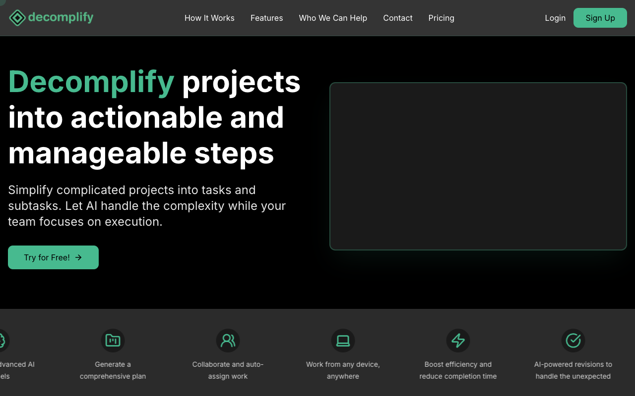 Decomplify - Your AI helper for turning ideas into projects AI Project Management