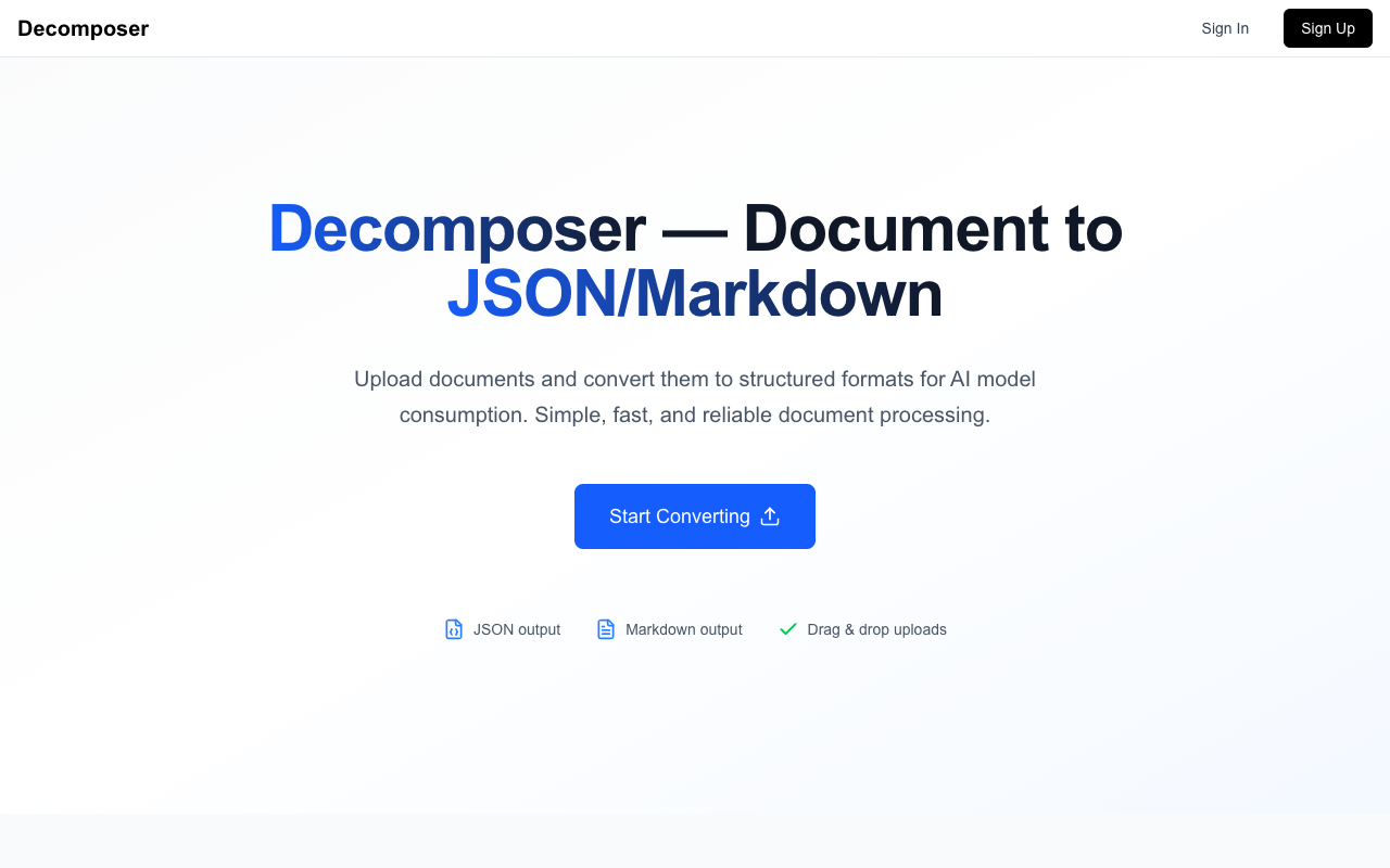 Decomposer - Make Your Documents Ready for AI Document Processing AI Conversion
