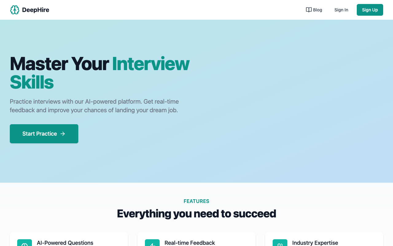 DeepHire - An AI tool that transforms job postings into personalized interview questions AI interview-preparation job-search