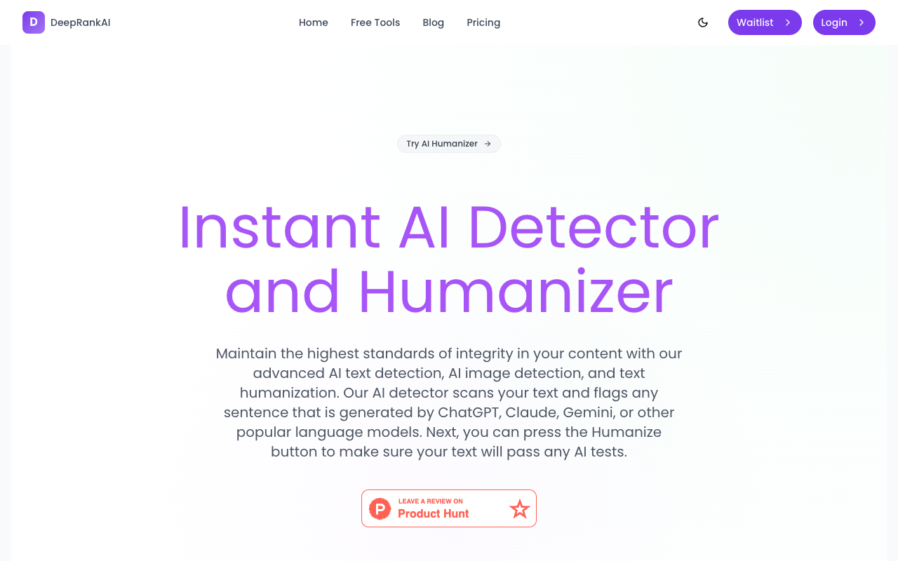 DeepRankAI - Make Your AI Writing Sound Like a Human AI Writing Tools