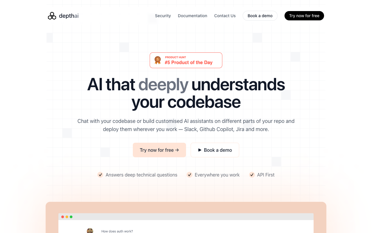 Depth AI - Simplifying Codebase Understanding with AI Technology AI Technology